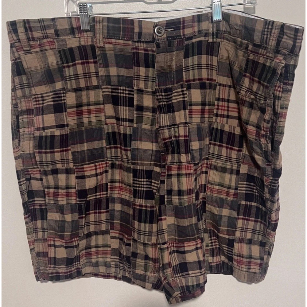 Roundtree & Yorke Cargo Shorts Men’s 44 2XL 3XL Navy Preppy Patchwork Plaid
